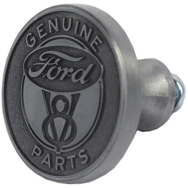 Ford V8 Genuine Parts Round Embossed Metal Drawer Pull Knob