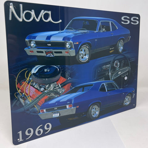 '69 Nova SS 15" x 12" Tin Metal Sign W/ Hemmed Reinforced Edges Man Cave Decor