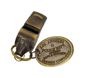 LAPD (Los Angeles Police Department) 1920's Brass Police Rape Tag Whistle 