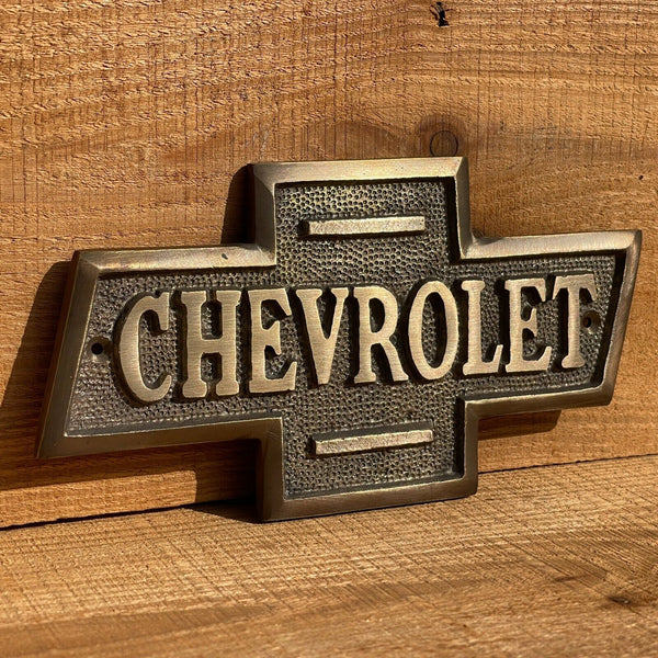 Chevrolet Auto Solid Brass Plaque Embossed Sign Tag W/ Antique Vintage Finish