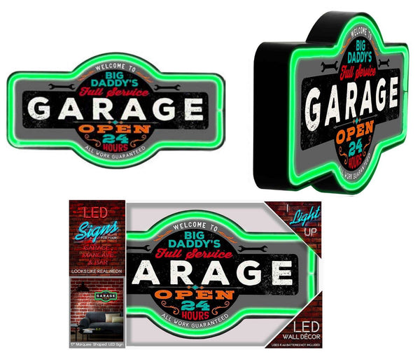 Big Daddy's Garage LED Neon Lighted Marquee Sign For Bar, Garage, or Man Cave