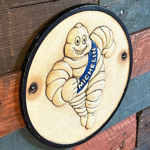 Vintage Michelin Tire Man Oil Gas Advertising Cast Iron Sign Garage Man Cave Bar