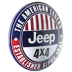 Jeep 4x4 Dome Sign, 15" Round Metal Sign, Game Room Decor, Man Cave, Bar, Garage