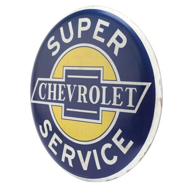 Chevrolet Super Service Large 24" Button Sign W/ Vintage Design