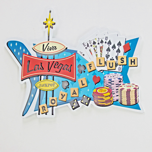 Viva Las Vegas Royal Flush Embossed & Shaped Metal Sign