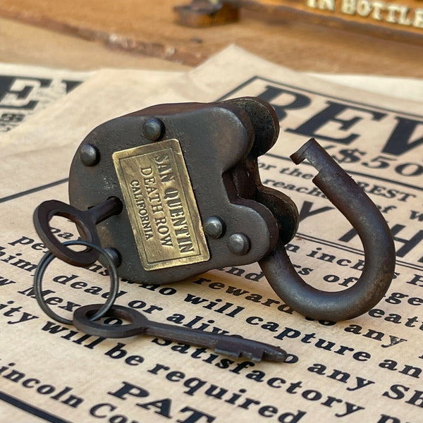 San Quentin Death Row California Gate Lock W/ 2 Working Keys & Antique Finish 