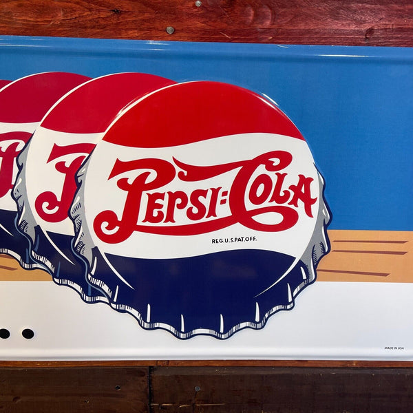 Pepsi Cola Pepsi Tops "36 X "14 24 Gauge Steel Sign