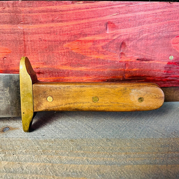 California Gold Mining Bowie Knife With Acid Etched Blade Antique Vintage Finish