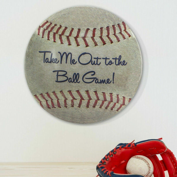  Take Me Out To The Ball Game Baseball 15" Dome Metal Sign, Bar Man Cave Garage 