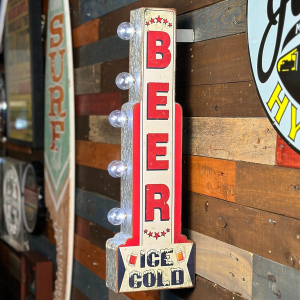 Beer Ice Cold LED Sign 26" Double Sided Vintage Retro Off The Wall Design