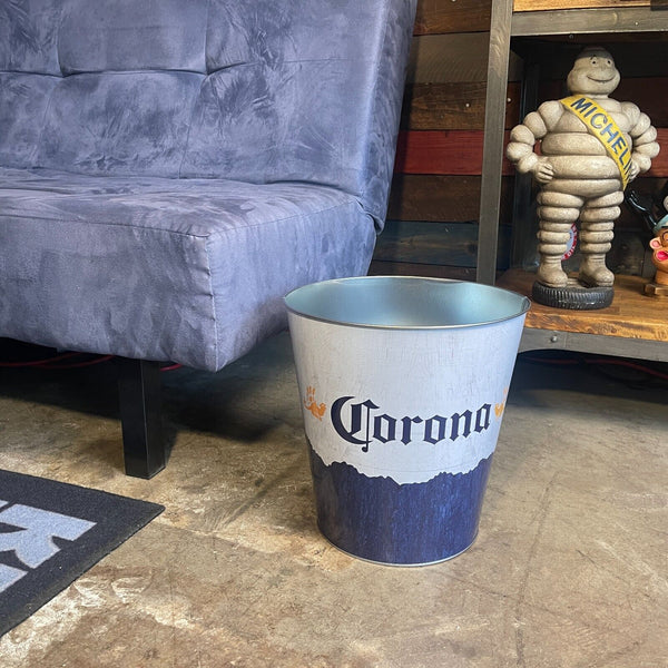 Corona Tapered Metal Trash Bin Can Wastebasket Man Cave Decor