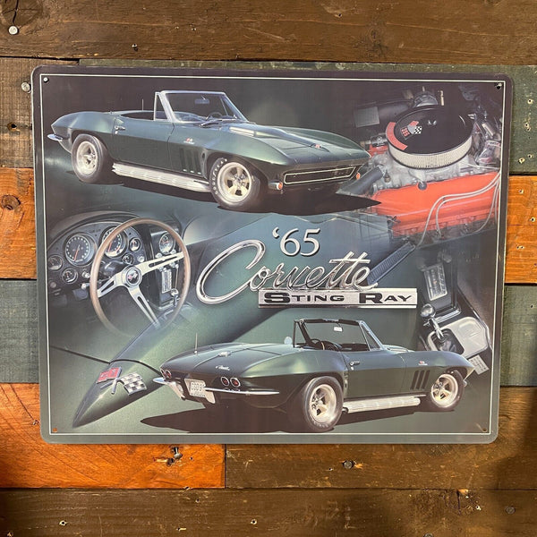 '65 Corvette Sting Ray  15" x 12" Tin Metal Sign W/ Hemmed Reinforced Edges