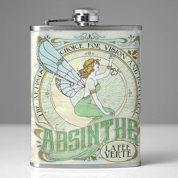 Absinthe Green Fairy Stainless Steel Flask