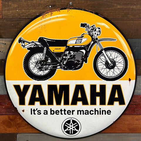 Yamaha Motorcycle Large 24" Button Sign It's A Better Machine W/ Vintage Design