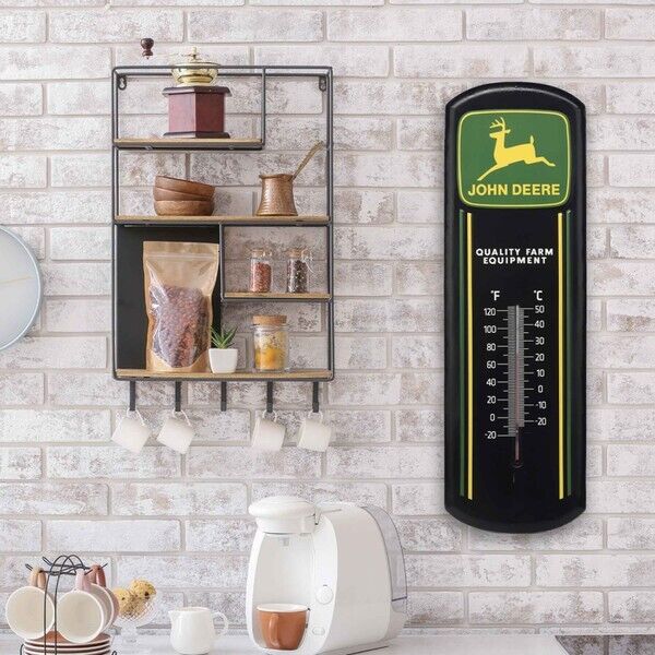 John Deere Quality Farm Equipment Embossed Metal 27" Wall Thermometer