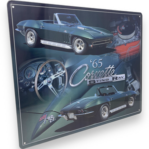 '65 Corvette Sting Ray  15" x 12" Tin Metal Sign W/ Hemmed Reinforced Edges