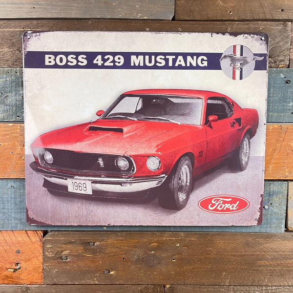 '69 Ford Mustang Boss 429 15" x 12" Tin Metal Sign W/ Reinforced Edges