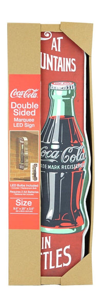 Coca-Cola Metal LED Bulb Wall Sign 25” Coke Bottle Shaped Double Sided Marquee