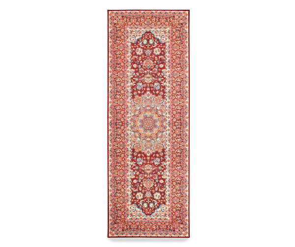 My Magic Carpet Kenya Ruby Washable 2.5 ft. x 7 ft. Runner Rug, Kid Pet Friendly