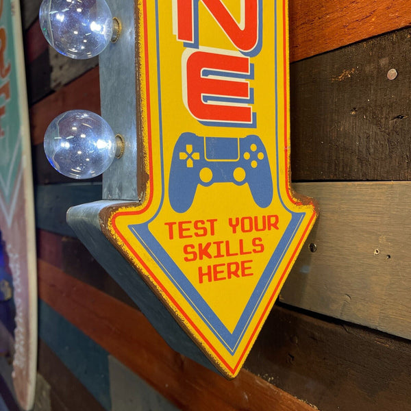 Game Zone Gamer Double Sided LED Sign W/ Retro Vintage And Arrow Shaped Design