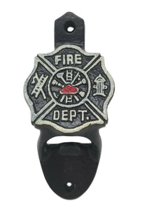 Fire Department Bottle Opener Cast Iron Wall Mounted