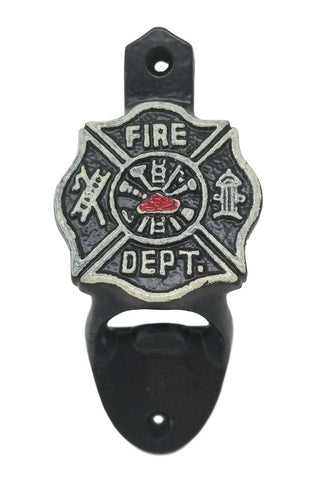 Fire Department Bottle Opener Cast Iron Wall Mounted