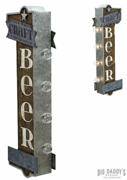 Craft Beer Double Sided Large Metal Sign W/ LED Lights, Brewery Bar Man Cave 