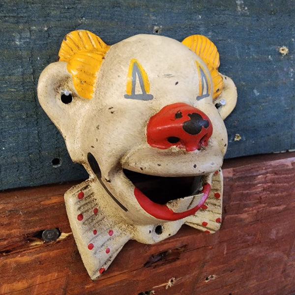 Clown Antique Vintage Cast Iron Bottle Opener Wall Mounted Pub Bar Man Cave Beer