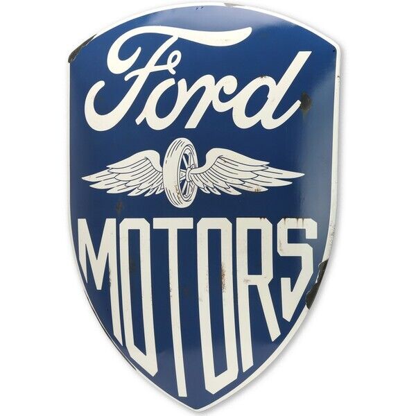 Ford Motors 24" Domed Shield Sign With Vintage Distressed Design