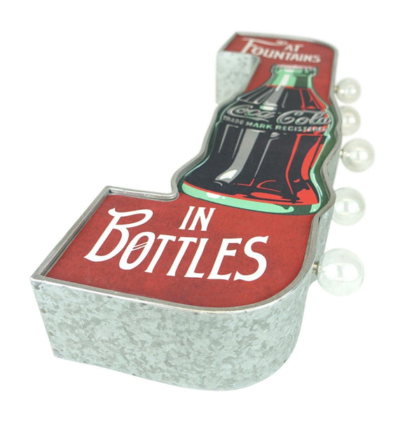 Coca-Cola Metal LED Bulb Wall Sign 25” Coke Bottle Shaped Double Sided Marquee