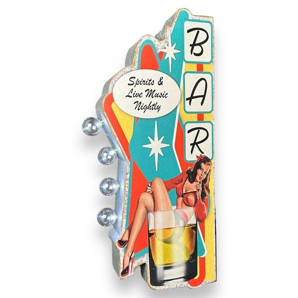 Bar Pin-Up Girl LED Sign Double Sided Metal 24" Vintage Retro Marquee Design