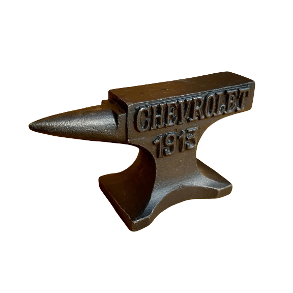 Chevrolet 1913 Cast Iron Anvil, Antique Finish, Chevy, Man Cave Game Room Decor