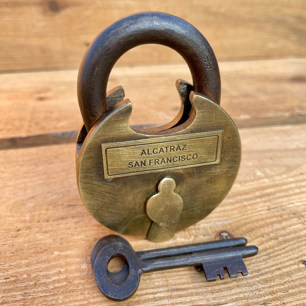 Alcatraz San Francisco Prisoner Transfer Lock, Brass Lock W/ Two Keys