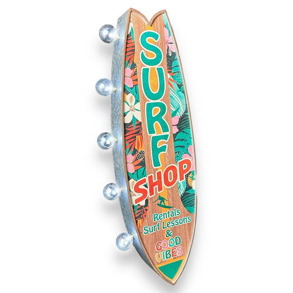 Surf Shop Surfboard LED Sign Double Sided Vintage Retro Off The Wall Design