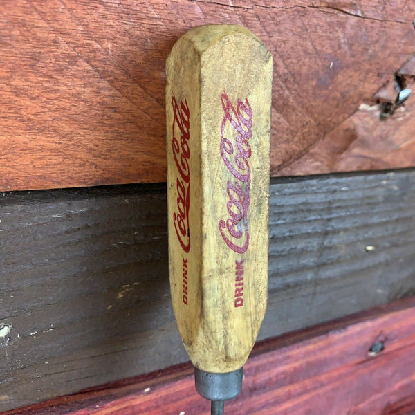 Coca Cola Advertising Ice Pick, Wood Handle, Antique Finish