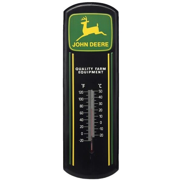 John Deere Quality Farm Equipment Embossed Metal 27" Wall Thermometer