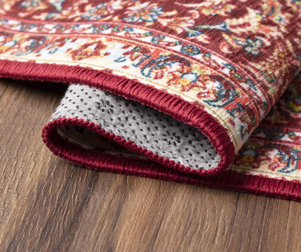 My Magic Carpet Kenya Ruby Washable 2.5 ft. x 7 ft. Runner Rug, Kid Pet Friendly