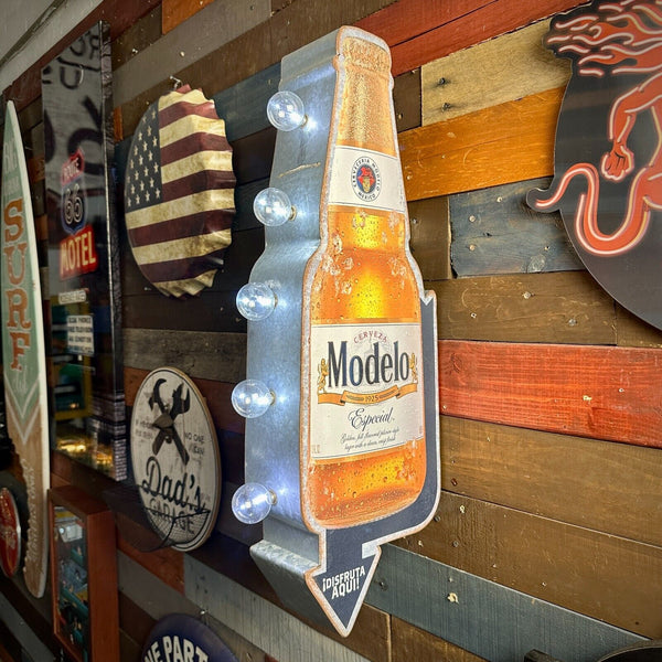 Modelo LED Sign Double Sided 25" Beer Bottle and Arrow Shaped Battery Operated