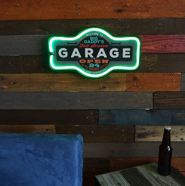 Big Daddy's Garage Neon LED Light Rope Marquee Sign For Bar, Game Room, Man Cave