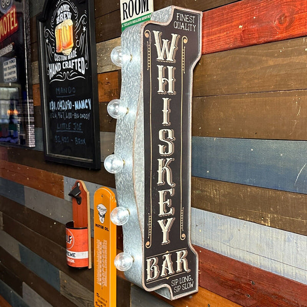 Whiskey Bar Double Sided Vintage Inspired 25" Battery Operated Marquee LED Sign