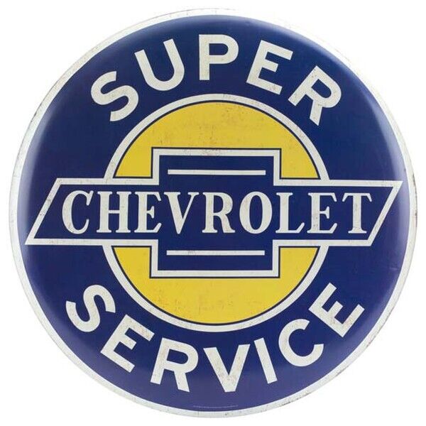 Chevrolet Super Service Large 24" Button Sign W/ Vintage Design