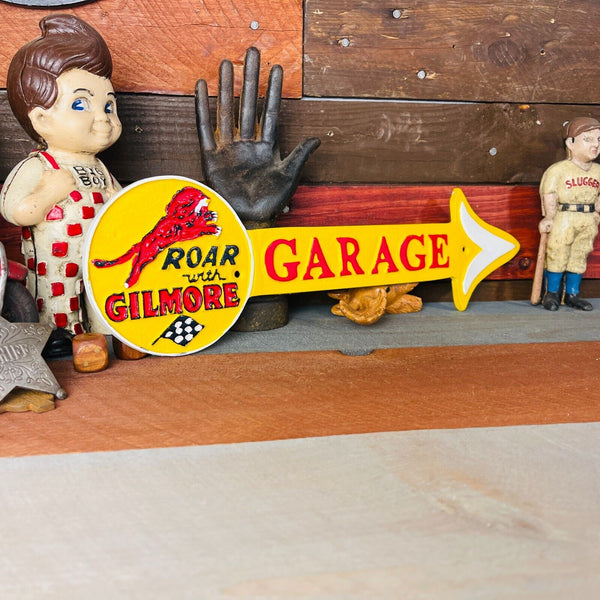 Roar With Gilmore Garage Cast Iron Arrow Plaque Sign