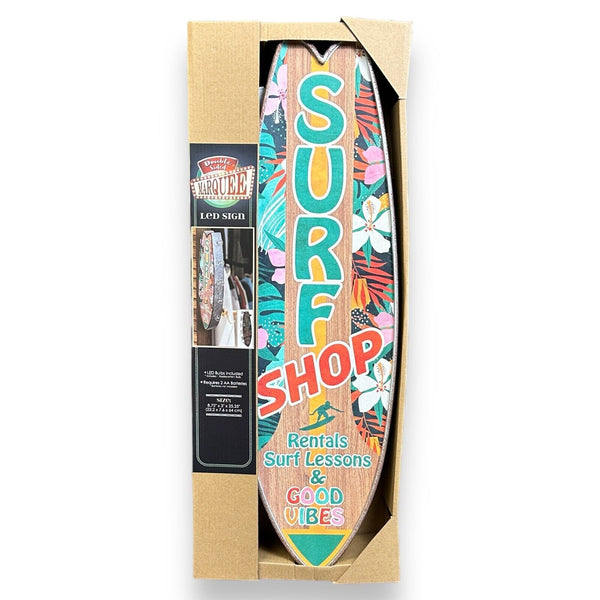 Surf Shop Surfboard LED Sign Double Sided Vintage Retro Off The Wall Design