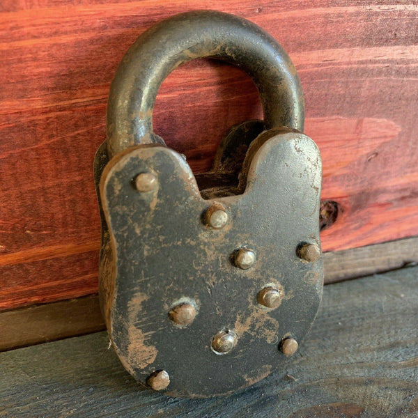 Colt Firearms Cast Iron Lock, Padlock, Brass Tag Colt Logo, Antique Finish