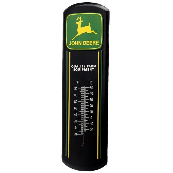 John Deere Quality Farm Equipment Embossed Metal 27" Wall Thermometer