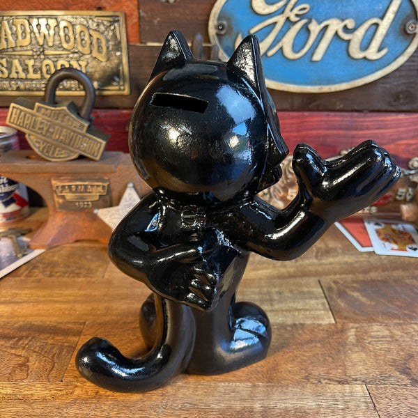 Felix The Cat Cast Iron Bank With Painted Finish, Decor Bookend