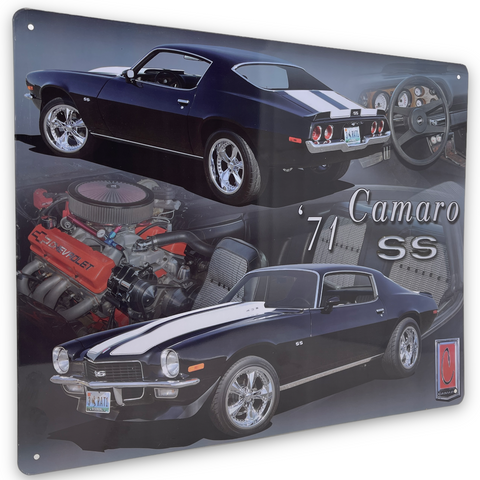 '71 Camaro SS 15" x 12" Tin Metal Sign W/ Hemmed Reinforced Edges Man Cave Decor