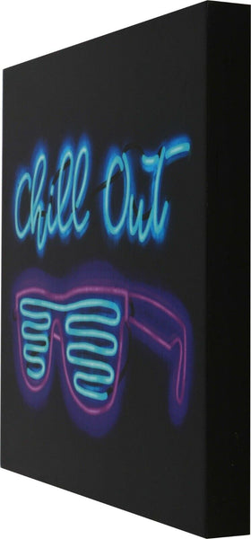 Chill Out Sunglasses Neon Laquered Boxtop Decor For Home, Garage, Man Cave