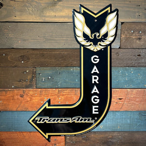 Pontiac Firebird Trans Am Garage Embossed Metal Arrow Sign