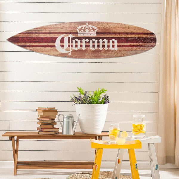 Corona Wood Tones Surfboard Sign Plaque Licensed, 60" x 15", Brand New